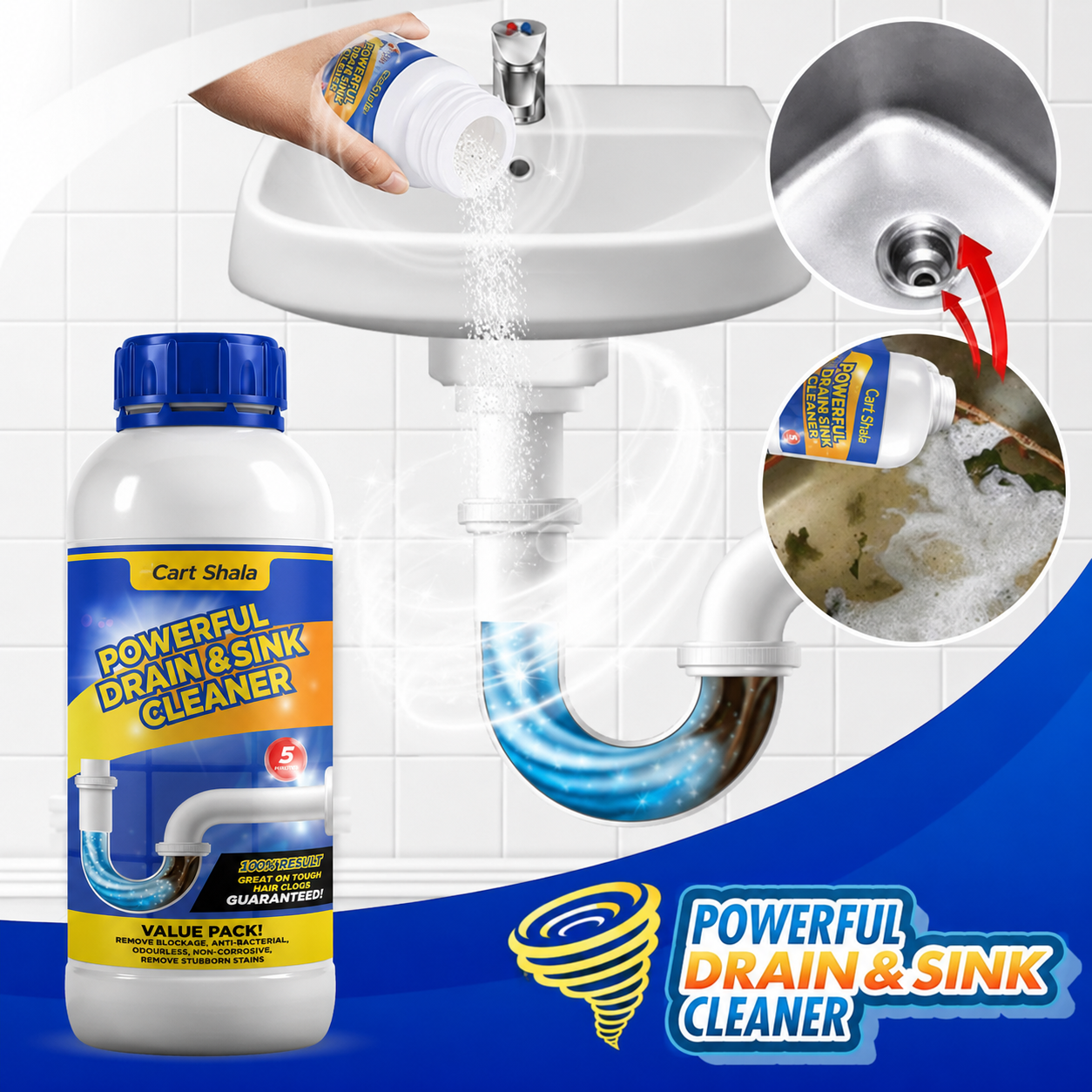 Cart Shala Powerful Drain & Sink Cleaner (Pack of 4)
