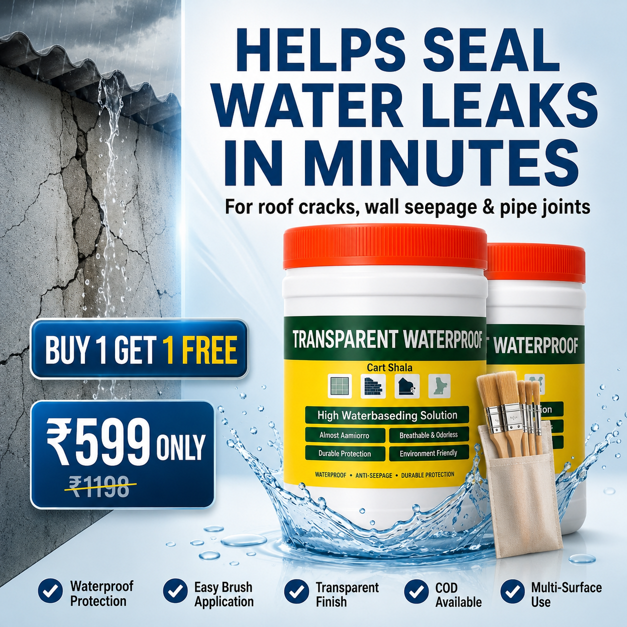 Transparent Waterproof Sealant (Pack Of 2)