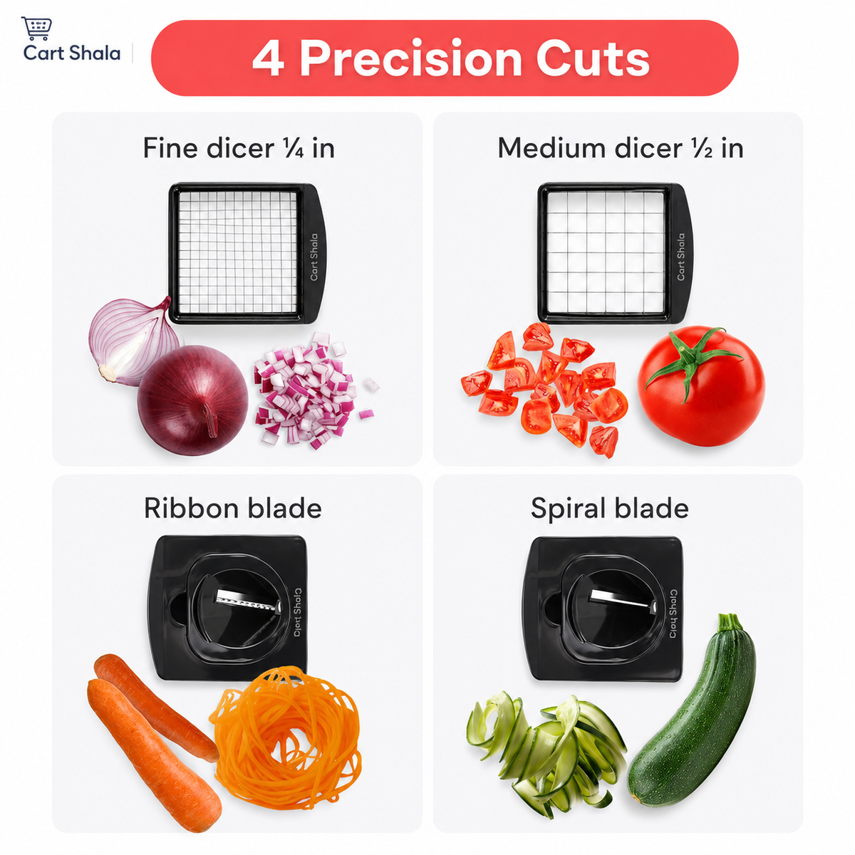Cart Shala Pro Vegetable Chopper – Multiple Cutting Blades & Easy Meal Prep Tool