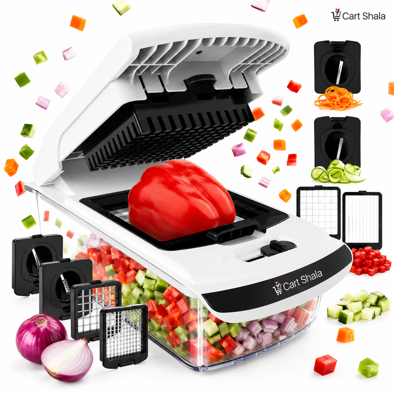 Cart Shala Pro Vegetable Chopper – Multiple Cutting Blades & Easy Meal Prep Tool
