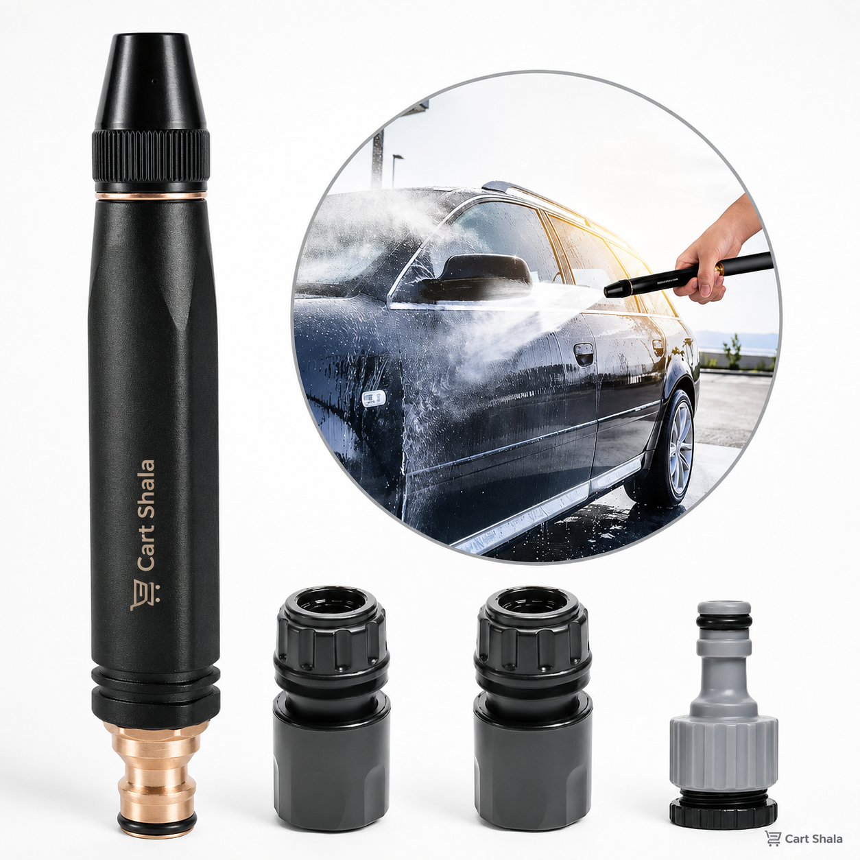 Cart Shala High Pressure Water Spray Gun Nozzle – Adjustable Garden & Car Wash Hose Attachment