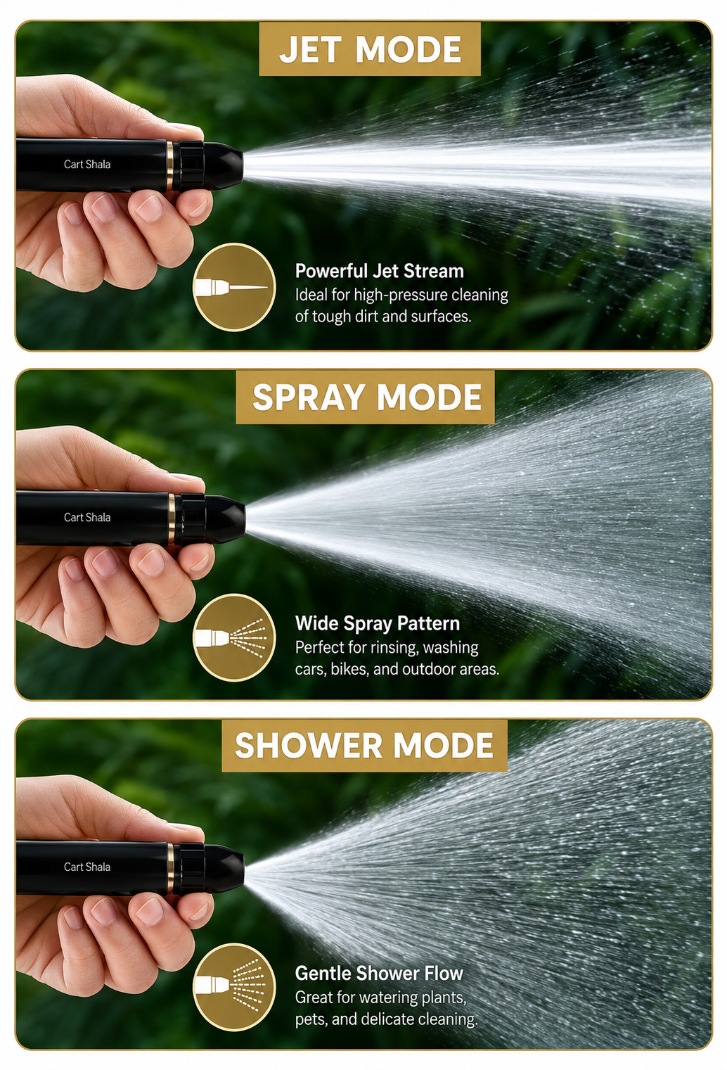 Cart Shala High Pressure Water Spray Gun Nozzle – Adjustable Garden & Car Wash Hose Attachment